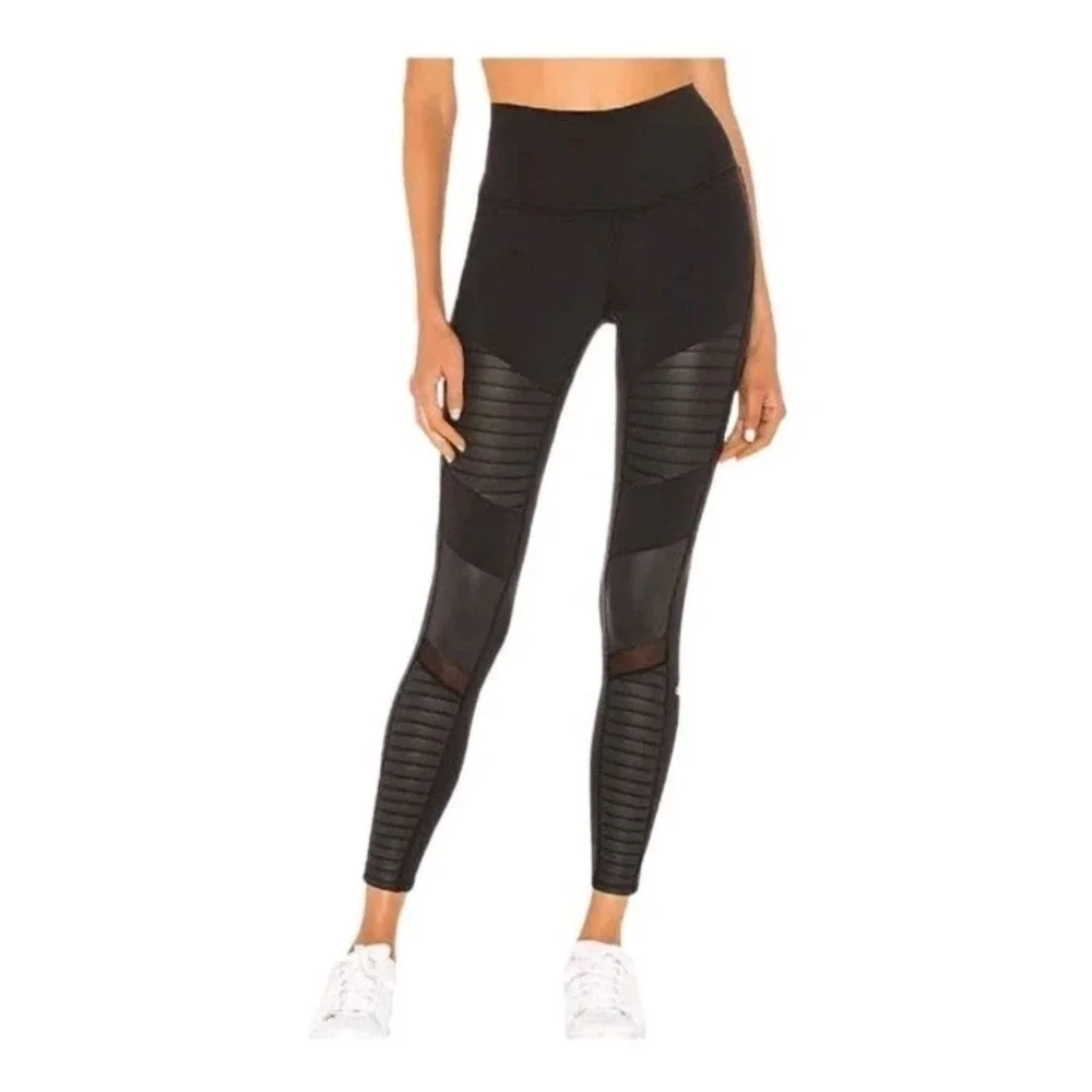 Alo Yoga 7/8 High-Waist‎ Moto Legging Women's S Black Athletic Gym Workout